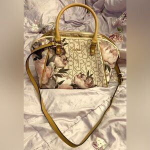 Calvin Klein Beige Signature Floral Handbag
